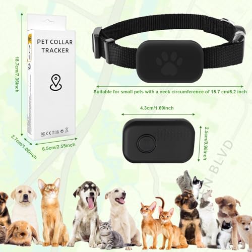 GPS Tracker Katze, Mini GPS Tracker für Katzen Hunde, Tracker Hund Ohne ABO, Weltweite Standortverfolgung, Kompatibel mit iOS und Android, Wasserdicht Bluetooth Haustier Locator