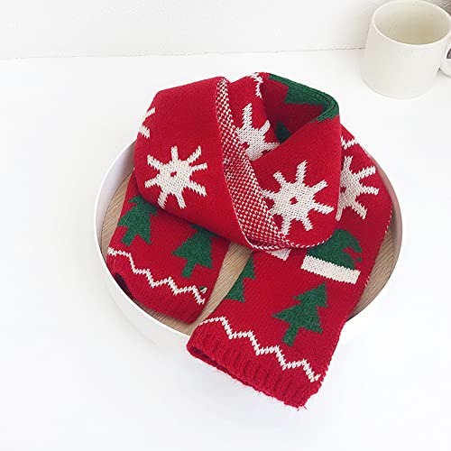 Felite Fnn Kids Christmas Reindeer Snowflake Scarf Fall Winter Warm Knit Scarf2