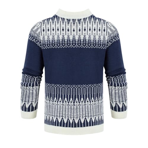 Men's Crewneck Pullover Sweater Unisex Fair Isle Long Sleeve Knitted Sweater4