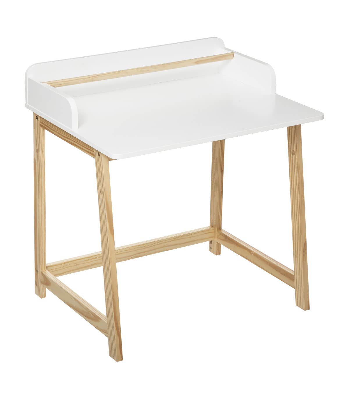 Bureau Enfant Blanc Et Bois Naturel - Style Scandinave | Dimensions 58x46x52 Cm
