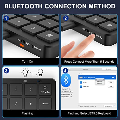 Pinkcat Bluetooth Number Pad, 28 Keys Aluminum Rechargeable Wireless Numeric Keypad thumb #6