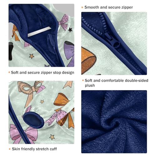 Colorful Bows and Stars Toddler Fleece Jacket Girl Boys Hooded Fleece Jacket Coat Warm Outwear Zip-up 3-10T3