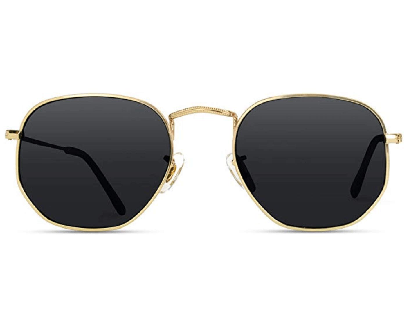 Swoon Hexagonal Polarized Sunglasses Men Women Geometric Square Vintage Metal Frame Glasses