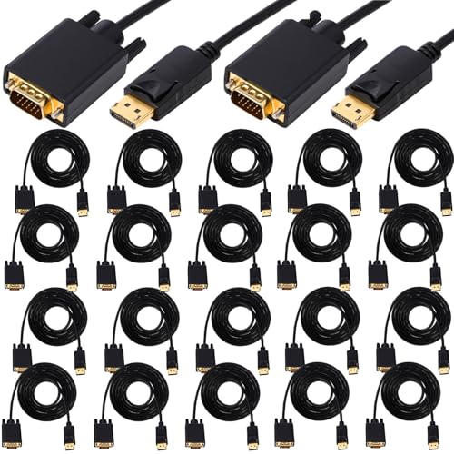 Image of 24 Pack DisplayPort to VGA Cable 6 ft, Gold Plated with Chip
