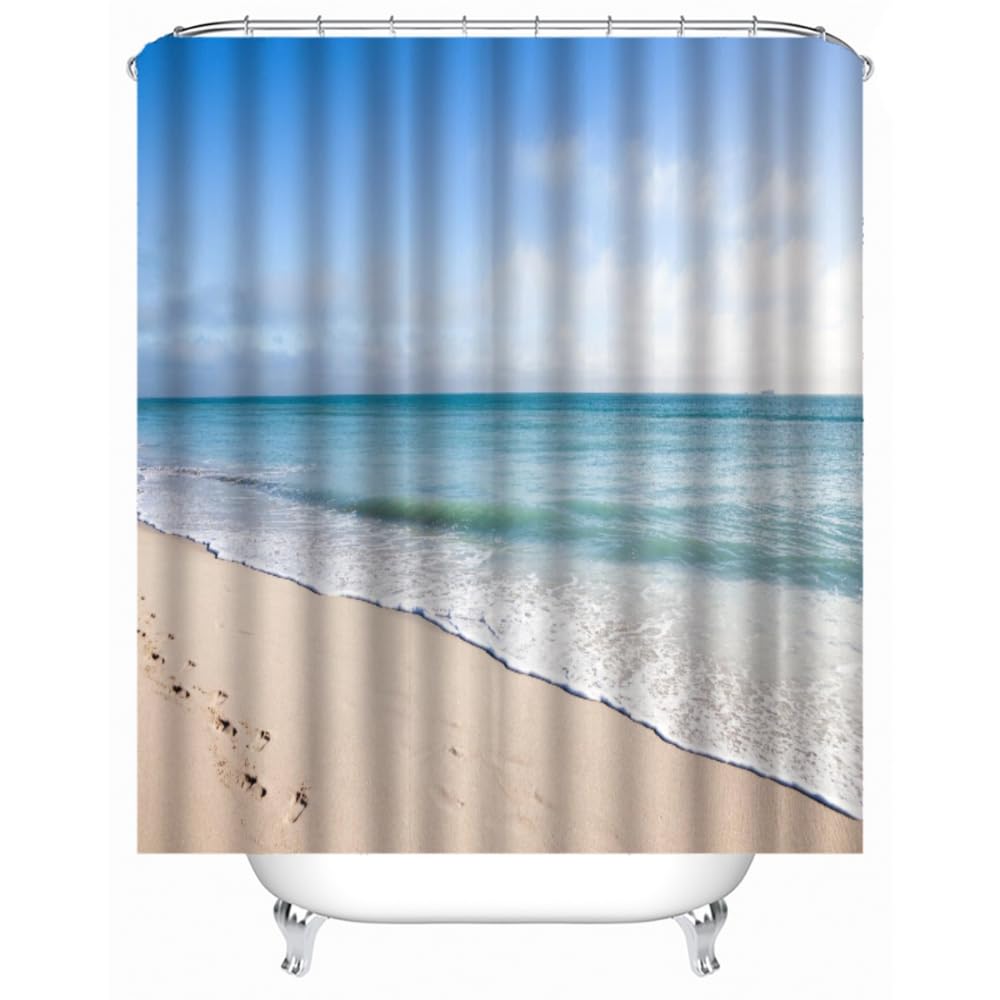 3D Duschvorhang 120x180cm Antischimmel - Wasserdichter Polyester Vorhang Mit 8 Haken