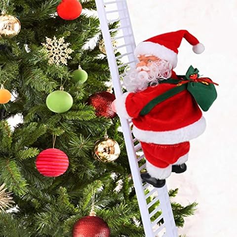 Oslueidy Electric Santa Doll Christmas toys, Electric Climbing Ladder Santa Singing Hanging Christmas Tree Ornament Indoor Outdoor Home Wall Chimney Xmas Holiday Decoration Cover