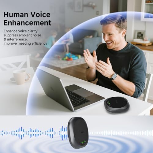 Bild 5 - SVBONY SVHub Omni2 Konferenzlautsprecher mit Mikrofon, 4 Mikrofone mit Geräuschunterdrückung, Verbesserte Sprachaufnahme, 8 Stunden Gesprächszeit, für den Einsatz im Homeoffice