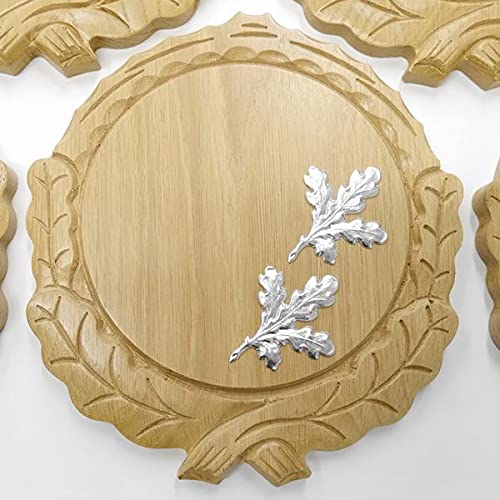 5 placas de cuña talladas de roble claro AF 16 cm con 10 hojas de aluminio de roble, portada de cuña, tabla de especias, cartel trofeo.