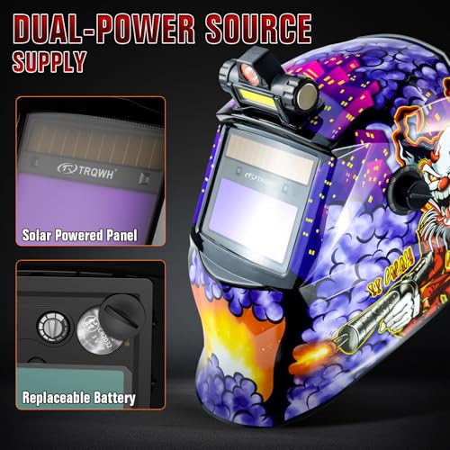 TRQWH Welding Hood Auto Darkening Welding Helmet with Light True Color 1/1/1/2 Top Optical Clarity Wide Shade 9-13 Welding Mask with Welding Gloves (KTS-JD17) by TRQWH - Image 6