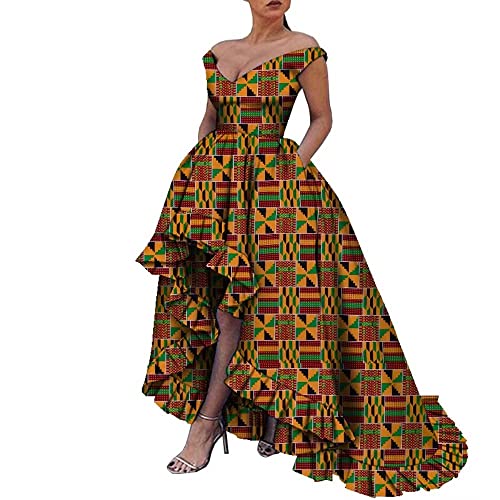 Image of iooiooi African Dresses for Women Party Robe Plus Size Print Dashiki Dinner Dress