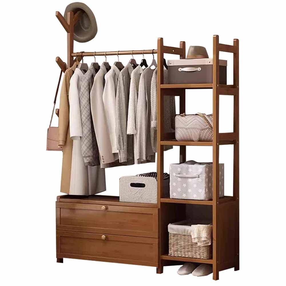 FGXHHS Industrial Wooden Coat Rack Stand with Shoe Sto, Shelves & Hoo, Max Load 100kg, Entryway nizer for Bedroom, Hallway, 50/70/80/100CMx30CMx158CM