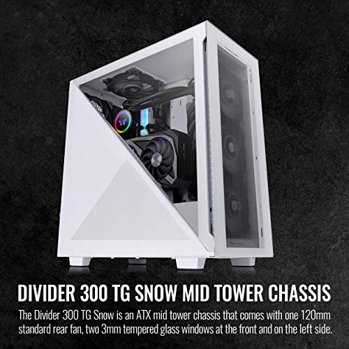 Image of Thermaltake Divider 300 Snow Triangular Tempered Glass Type-C (USB 3.1 Gen 2) Water Cooling Ready ATX Mid Tower Computer Case CA-1S2-00M6WN-00