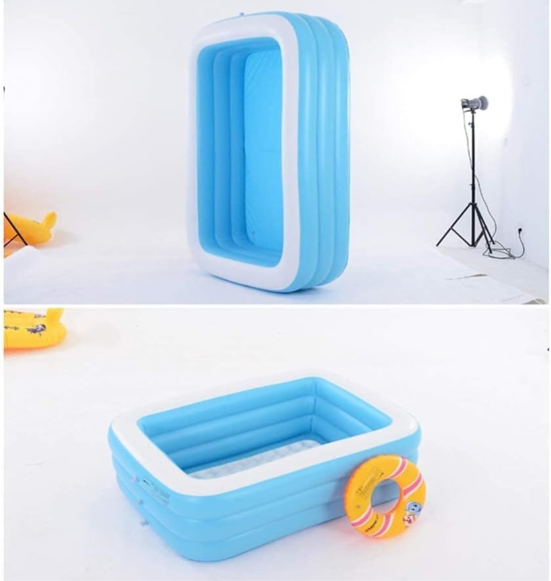 Planschbecken Schwimmbad Pool Family Swim Center Aquarium Aufblasbarer Pool Rechteckiger Lounge-Pool Swimmingpool Gartenpool Planschbecken für Gärten(128 * 85 * 45cm)
