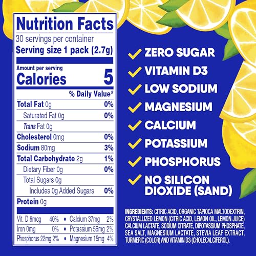 Image of GoHydrate Low Sodium Electrolytes Powder Sugar Free - Lemonade 30 Count | Instant hydration daily drink mix; water flavor packet singles with Vitamin D