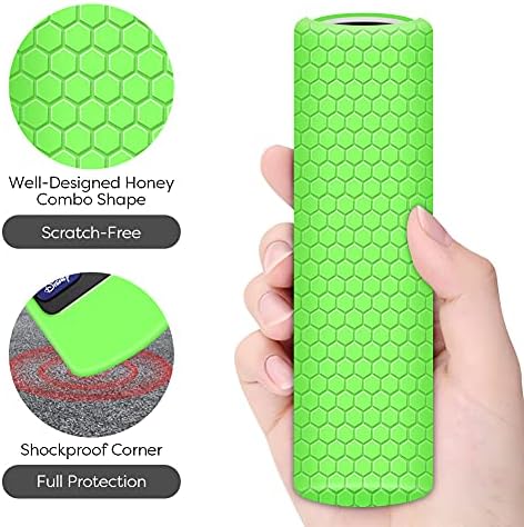 2 Pack Cover for Fire TV Stick 3rd Gen 2021,Case Alexa Voice Remote Control Replacement Firestick 4k Silicone Sleeve Holder Skin Protective Back Piece New Protector Accessories-Glow Blue,Glow Green