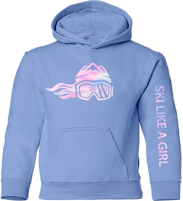 Ski Like A Girl Youth Hoodie Carolina Blue Cotton Candy (Ages 6-14)