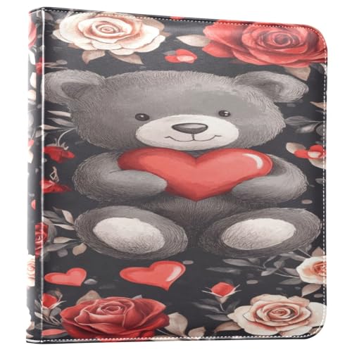 Álbum de fotos adhesivo DIY Scrapbook álbum de San Valentín con diseño de oso, encuadernador de 3 anillos, 40 páginas, 8x10 para recuerdos miniatura 1