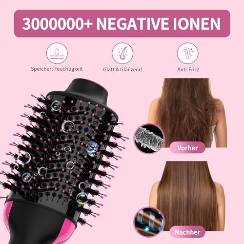Sawop Warmluftbürste Rundbürstenföhn, Föhnbürste, Hairstyler Haartrockner Bürste in Einem, Verbessertes 4-in-1 Haartrockner und Styler Volumizer, Heißluftbürste, Haarglätter Bürste