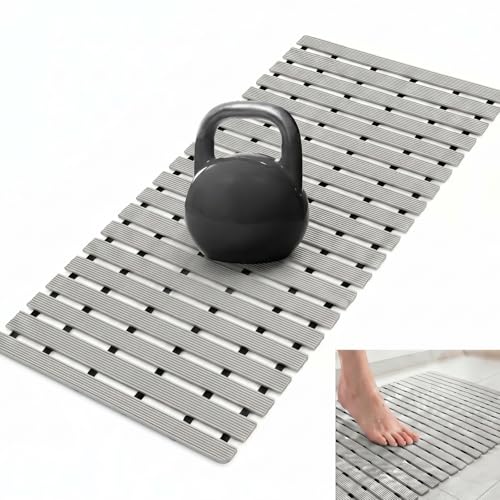 AceOrbit Weighted Non Slip Bathtub Mat, Textured TPE Bath Mat for Textured Bathtub and Shower Surfaces, Without Suction Cups Doesn't Float, Works on Tile and Stone(Gray,32 x 17 Inch) by AceOrbit - Used condition - US$24.19