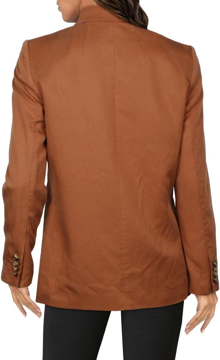 DKNY Womens Office Business Double-Breasted Blazer Brown 2 - Image 2