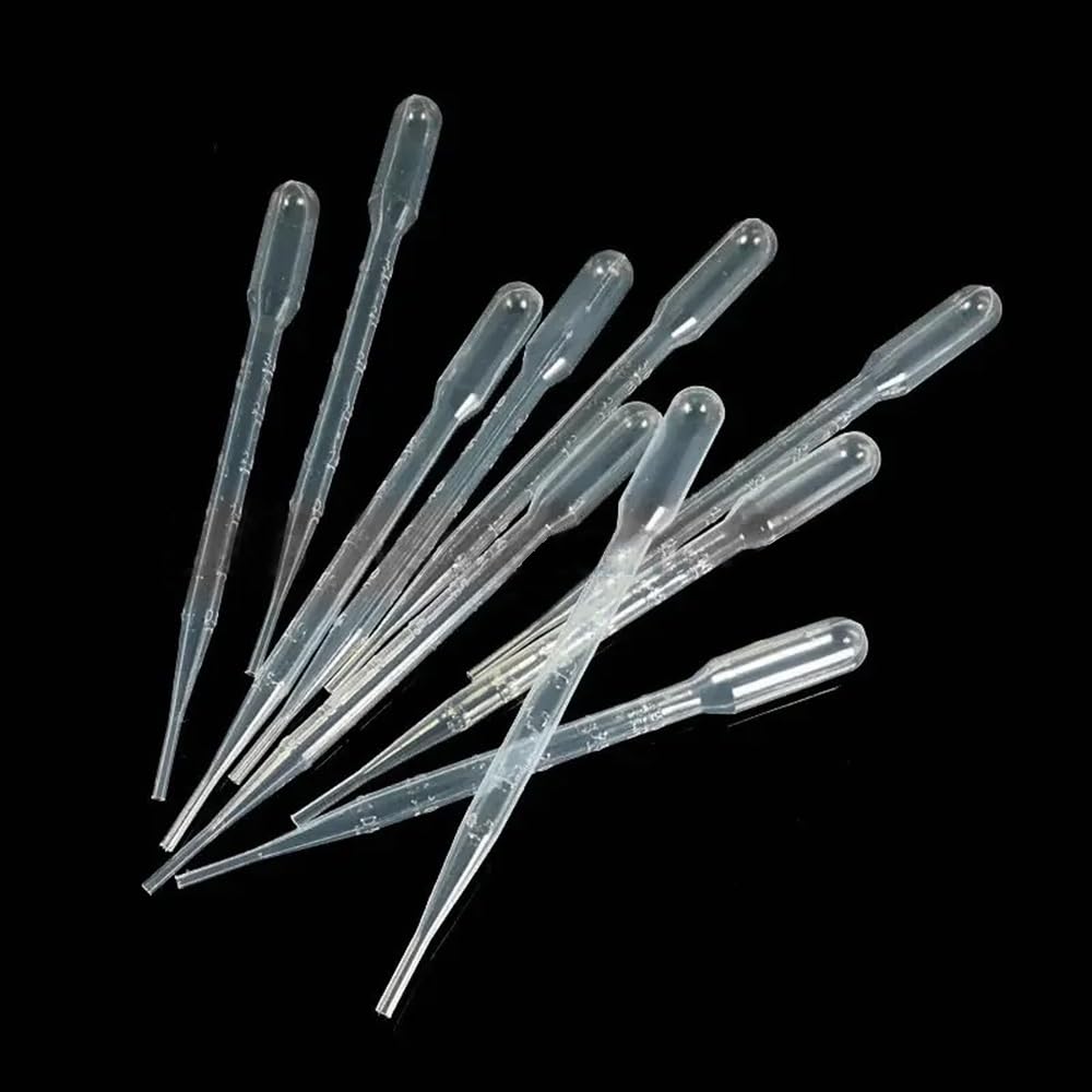 Laborausstattung und -bedarf 100/200/300/500 Stück Laborpipette, transparent, 3 ml, Kunststoff, graduiert, Kunststoff-Tropfer