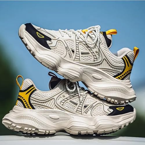 Men's Fashion Breathable Chunky Platform Lace-Up Sneakers Retro Non Slip Workout Sport Dad Shoes for Tennis Walking Driving Daily4