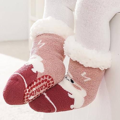 Newborn Baby Girls Warm Fleece Socks Shoes Padded Lamb's Wool Coral Velvet Non Slip Home Floor Cotton Socks3