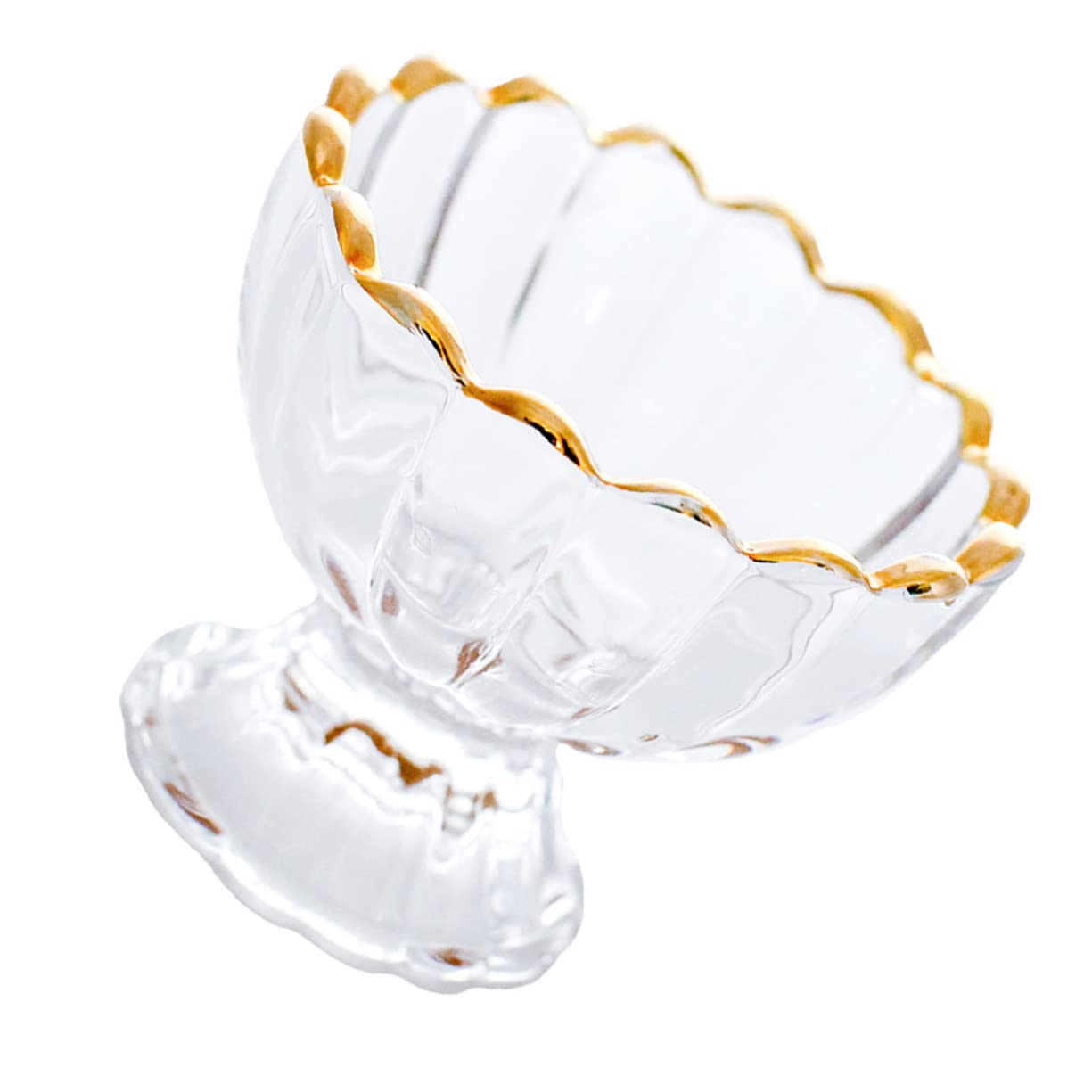 OFFSCH Elegant Gold Painted Glass Dessert Cup for Ice Cream Pudding and Sundae