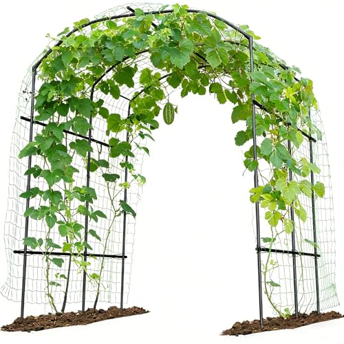 Tall Garden Arch Trellis for Climbing Plants, 87in Tall Metal Plant Support Trellis Archway for Climbing Plant Vegetables Cucumber, Outdoor Yard Lawn Garden Arch Tunnel Trellis by UrGROWA - Used condition - US$56.95