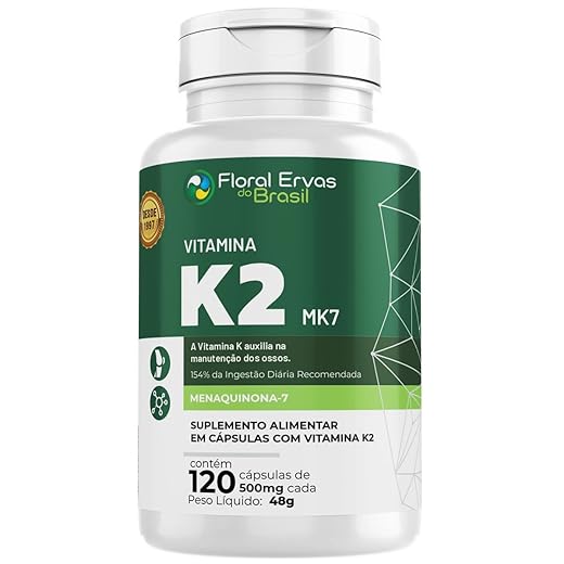 Vitamina K2 Mk-7 120 Cápsulas 500mg Menaquinona 7 Econômica