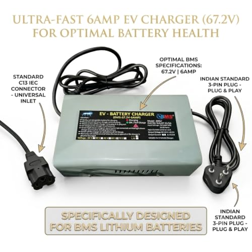 Image of 60V 6AMP High Quailty Lithium Battery Charger for E-Bikes, Cut-Off Voltage 67.2V. with LED Light, Over Load and Over Heat Protection | 6 Months Warranty