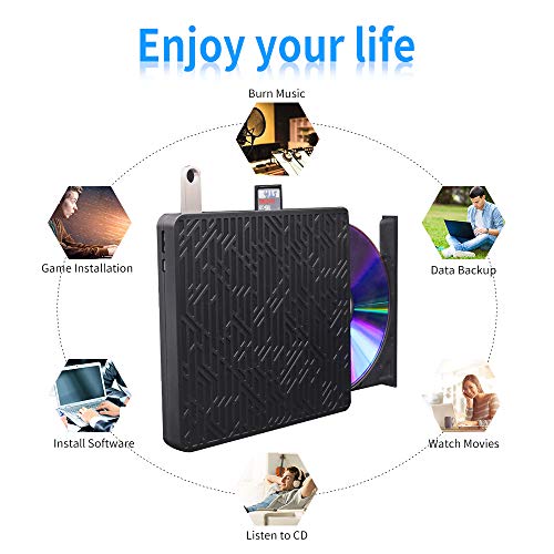 image for MthsTec External DVD CD Drive, 2-Port Hub USB 3.0 with Type-C SD/TF Ca