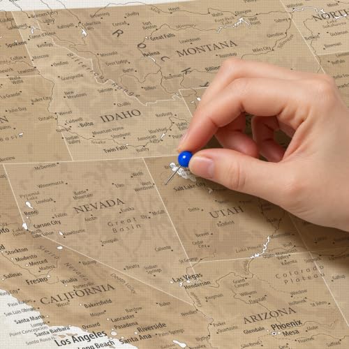 Image of IPIC Personalized Vintage Framed USA Map Pin Board, Image Size 42x28 in