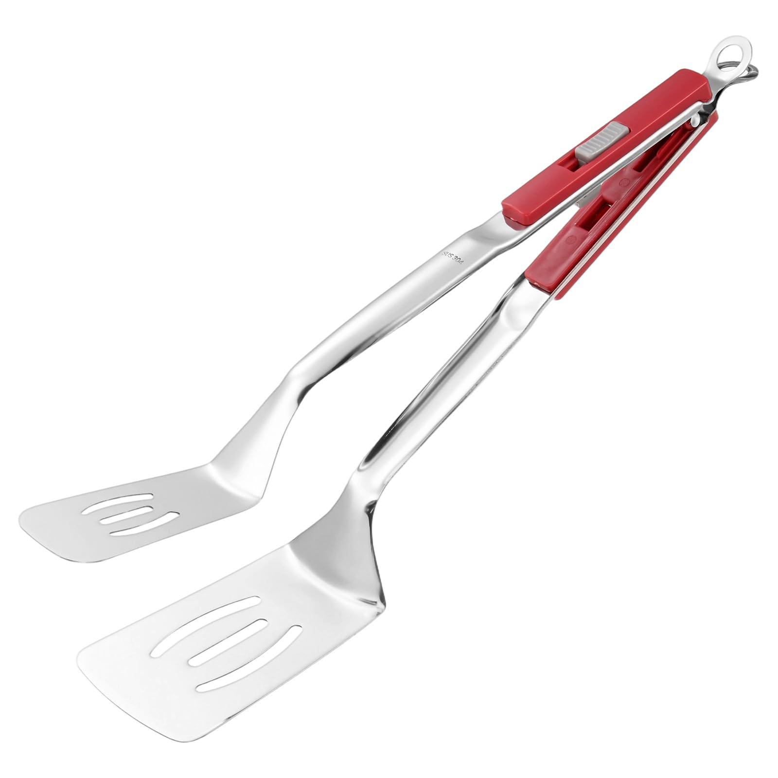 M METERXITY Spatula Tongs 13.4in, Red Handle, Silver Tone — image 1