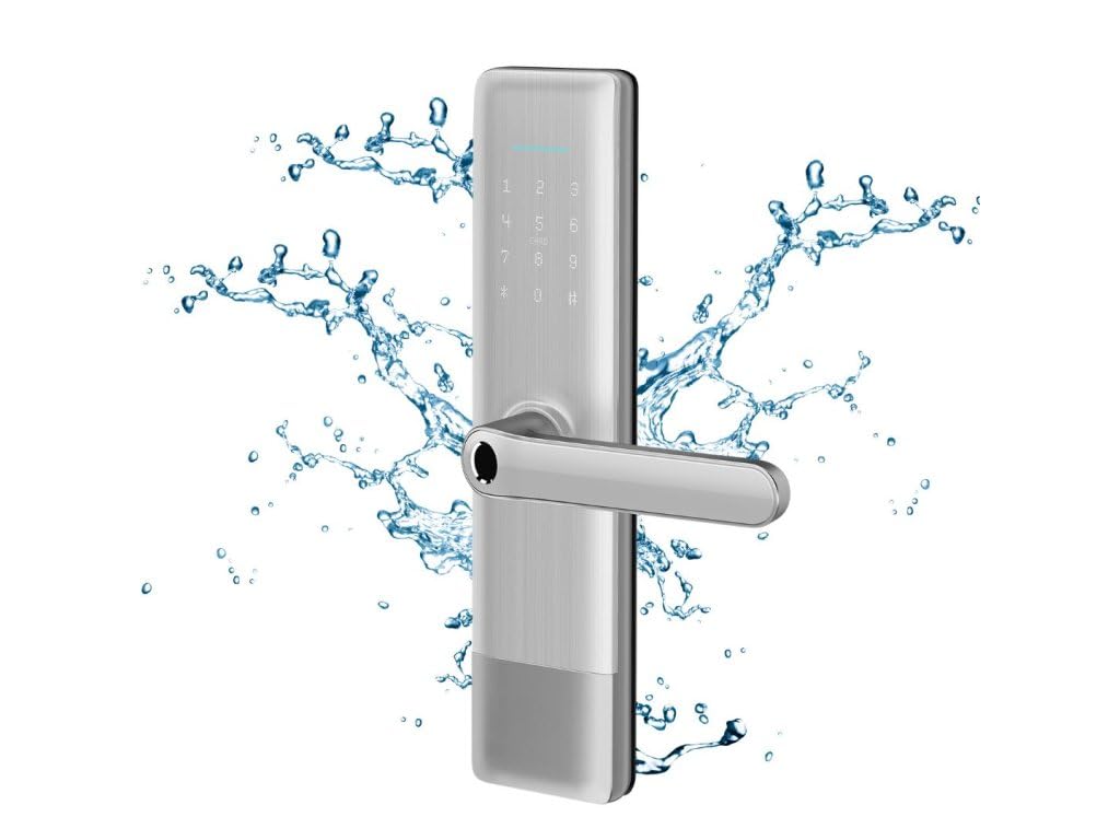 BOT Elektronisches Türschloss TTLock H3, Silber – Smart Doorknob mit Fingerabdruck, Bluetooth, Smart-Funktion
