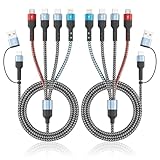Jogrytece Multi Charging Cable, 6-in-1 USB A/C Cable with Dual Type-C/Lightn-ing/Micro USB, (2Pack 5FT) Multi Chargers Cord for All Devices, Phone Charger Cord for iPhone 17/16/15/14, Galaxy, Android