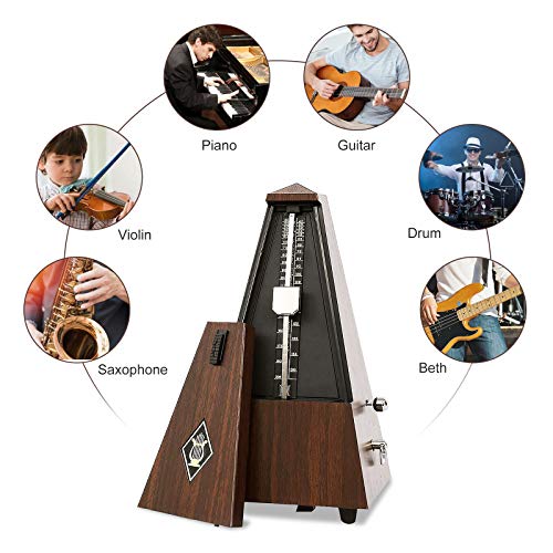Mechanical Metronome for Piano,Antique Mechanical Metronome w/Accurate Timing and Tempo,Pyramid Design Plastic Music Timer,Metronome for Guitar/Violin or Metronome Music for Adults and Kids