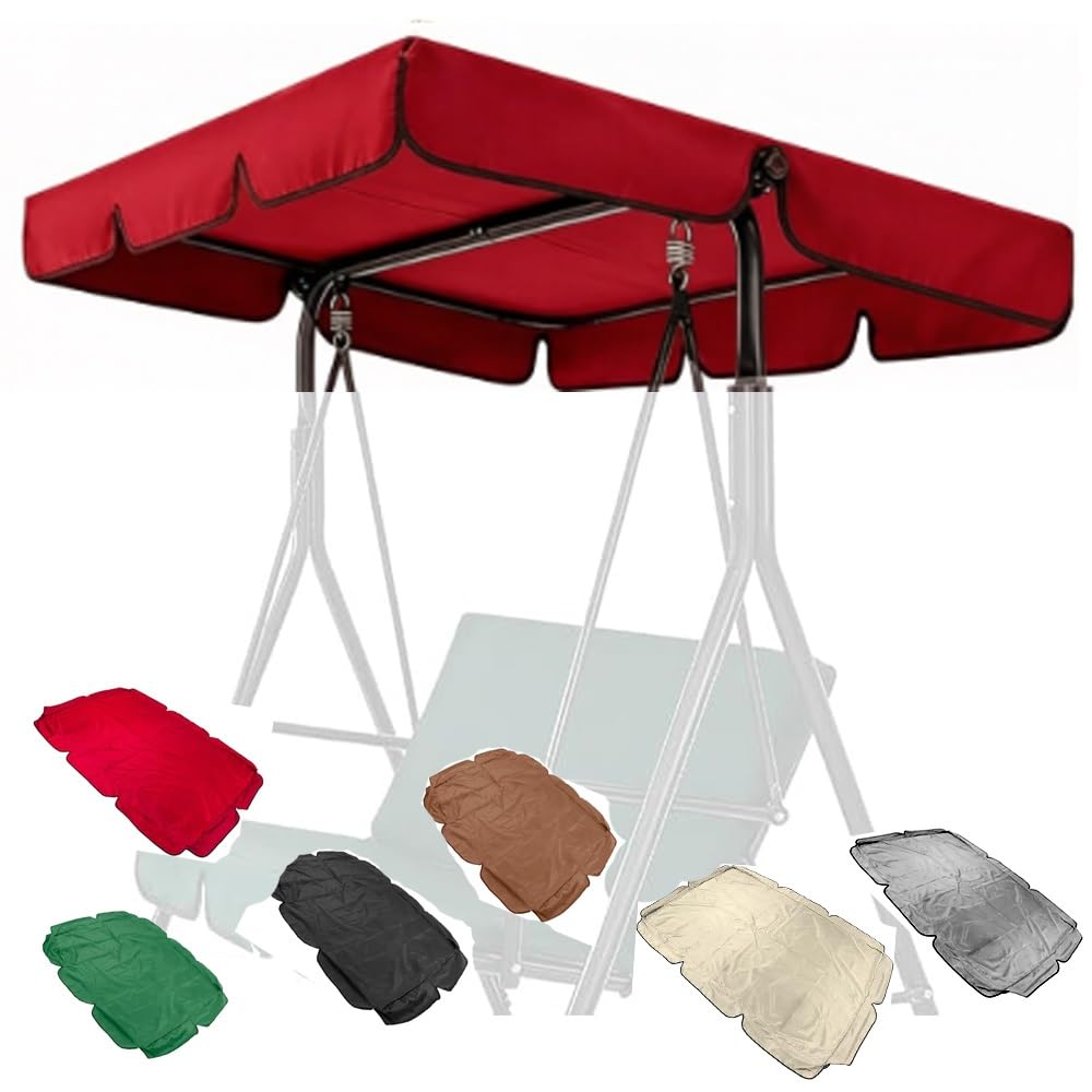 Generic Cubierta Balancín Toldo De Repuesto para Columpio De Jardín | Impermeable, Resistente Al Viento, Para Patio Al Aire Libre Para Columpio De 3 Plazas(Red,98x72.8in-249x185cm)
