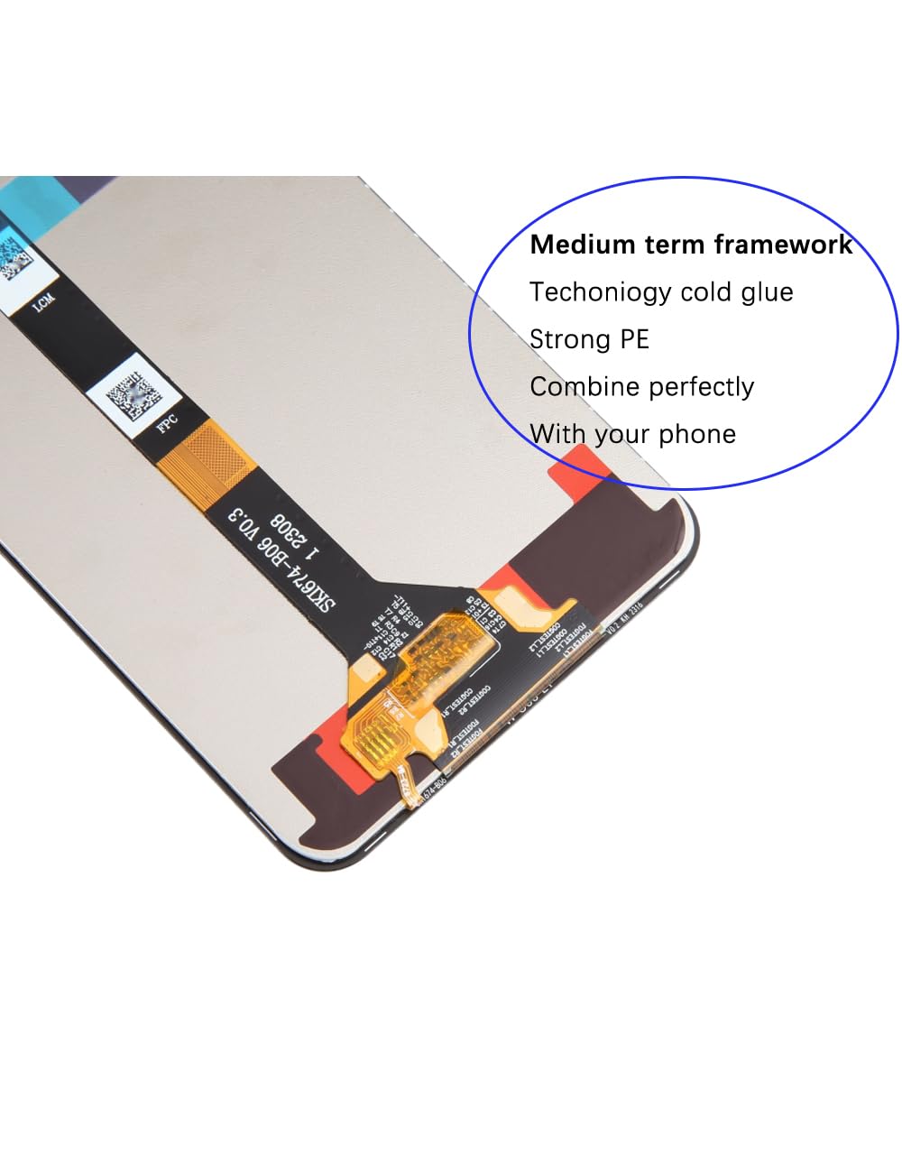 Schermo LCD per Realme Note 50 RMX3834 Display LCD per Realme Note 50 RMX3834 Digitizer Touch Screen Full Assembly Kit parti di ricambio (6,7 pollici, nero con telaio