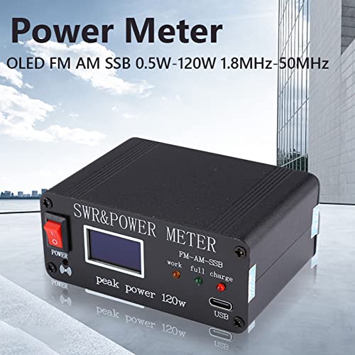 Image of Power Meter 1.8-50MHz 0.5-120W Shortwave Antenna Tuner Case Shortwave Wavelength Meter with 5V 1A Type C Charging Port