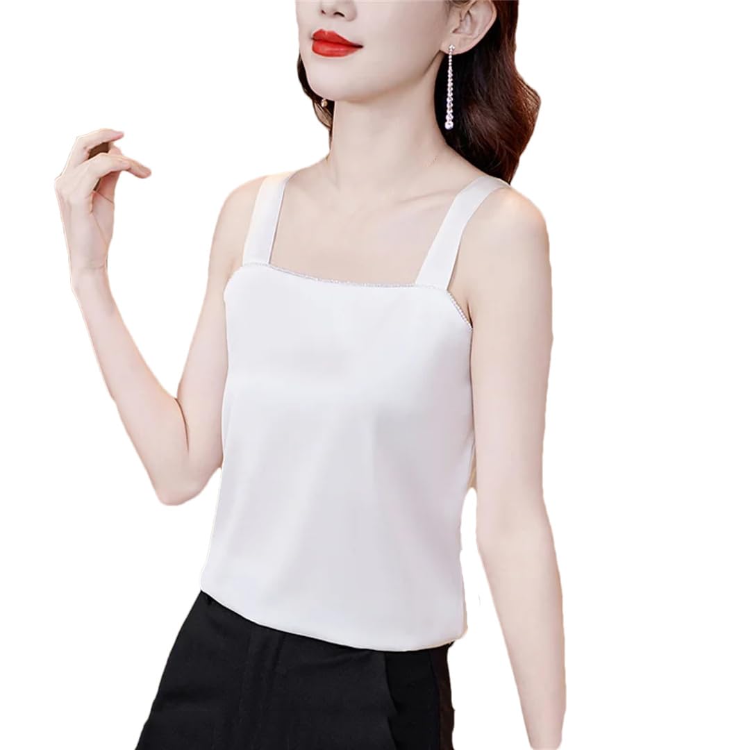 Donne Camis Top Breve Summersatin Tinta unita Ufficio Base Top Slash Neck