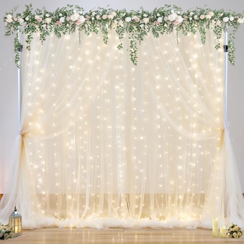 Telón de tul champagne 3x3 m con luces para fiestas miniatura 2