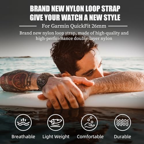 Bracelet nylon ultra respirant de 26mm pour montre connectee Garmin - 2
