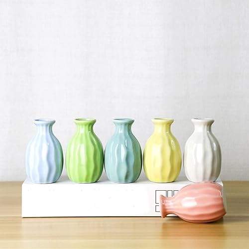 Miniatura 3 de Jarrón pequeño hecho a mano, mini jarrón de cerámica moderno con ondas de agua para flores, sala de estar, mesa de comedor, oficina, estantería,
