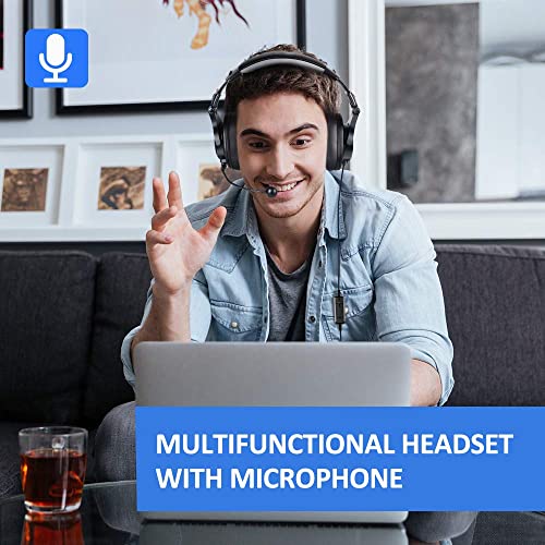 Oneodio A71 Portable Foldable Gaming Wired Over Ear Headphones With Stereo Sound And 360 Degree Boom Mic For Pcs And Electronic Instruments, Black #TOP5