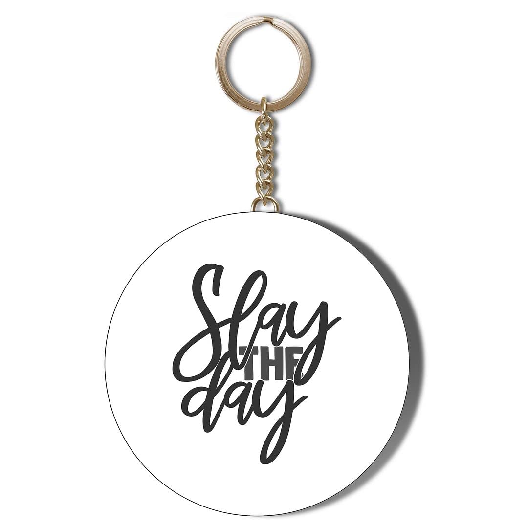 Gift Insanity White Slay The Day 58Mm Long Chain Keyring