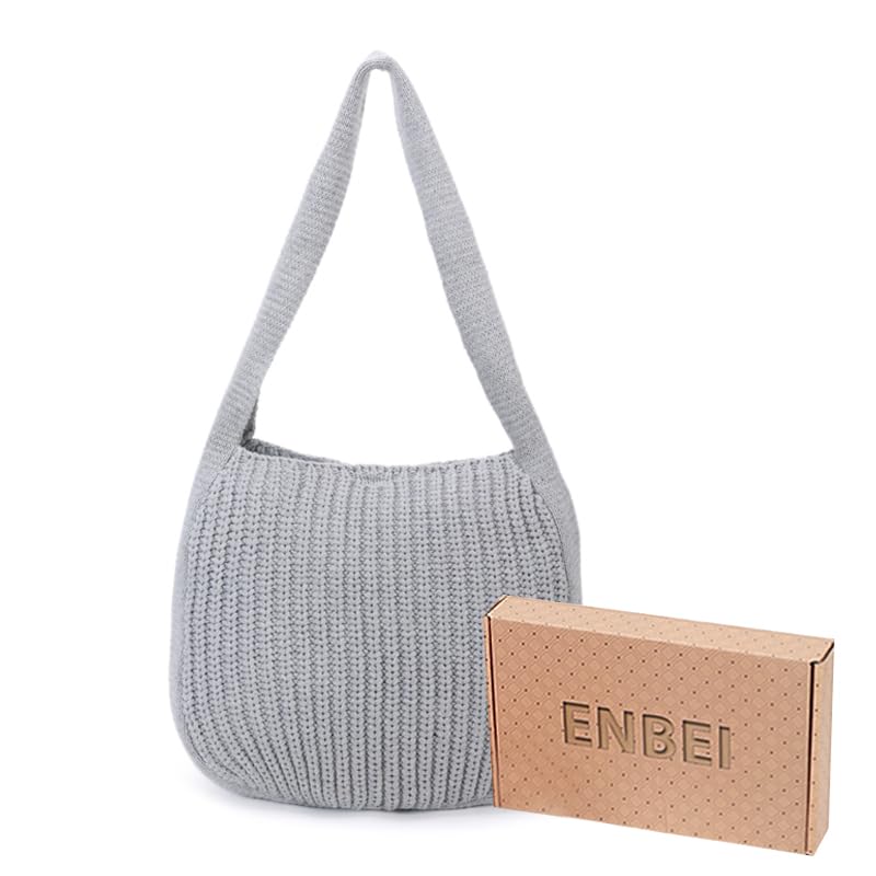Image of ENBEI Women's Crochet Tote Bag Knit Shoulder bag,Aesthetic Bag,Cute Eco-Friendly Tote for Travel,Daily Use,Gift Box Packaging