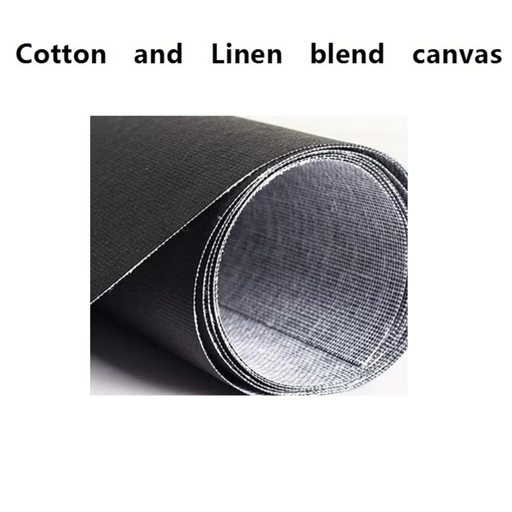 Rotolo di Tela for Pittura a Olio in Misto Cotone e Lino con Fondo Nero, 350 g/m², 500 cm, Larghezza 28-180 cm(88cm)