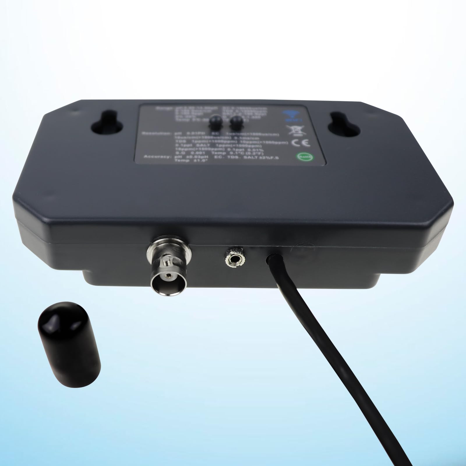 Probador inteligente de calidad del agua 6 en 1 con monitoreo Wi-Fi, pH, EC, TDS, sal, SG, temperatura, controlado por aplicación, alertas en tiempo real, calibración, diseño de ahorro de espacio para
