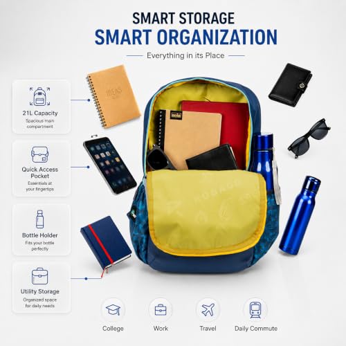 Image of Vega 21L School Bag for Boys & Girls | Waterproof & Lightweight Backpack | 2 Compartments, Dual Bottle Pockets | Comfortable for School & Tuition | 3 Years Warranty